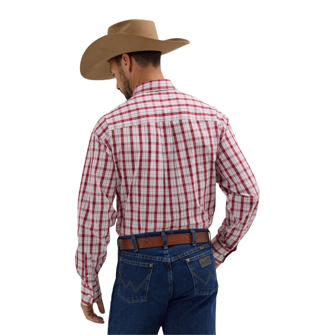 Wrangler Men's George Strait Plaid Red Shirt
