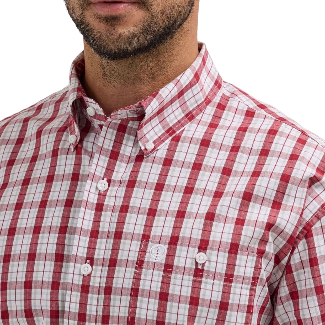 Wrangler Men's George Strait Plaid Red Shirt