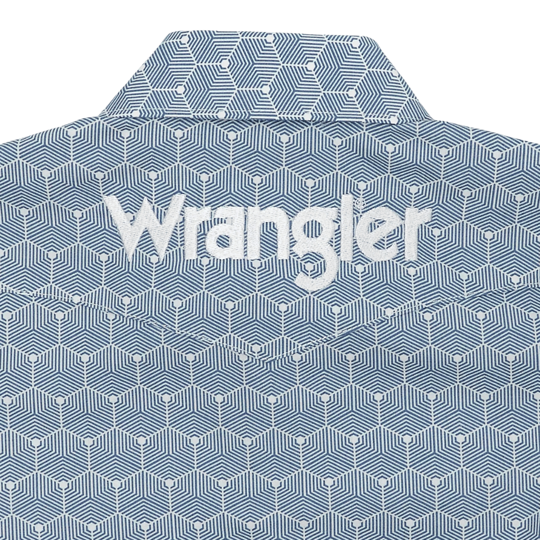 Wrangler Youth Boy's Logo Western Blue Shirt