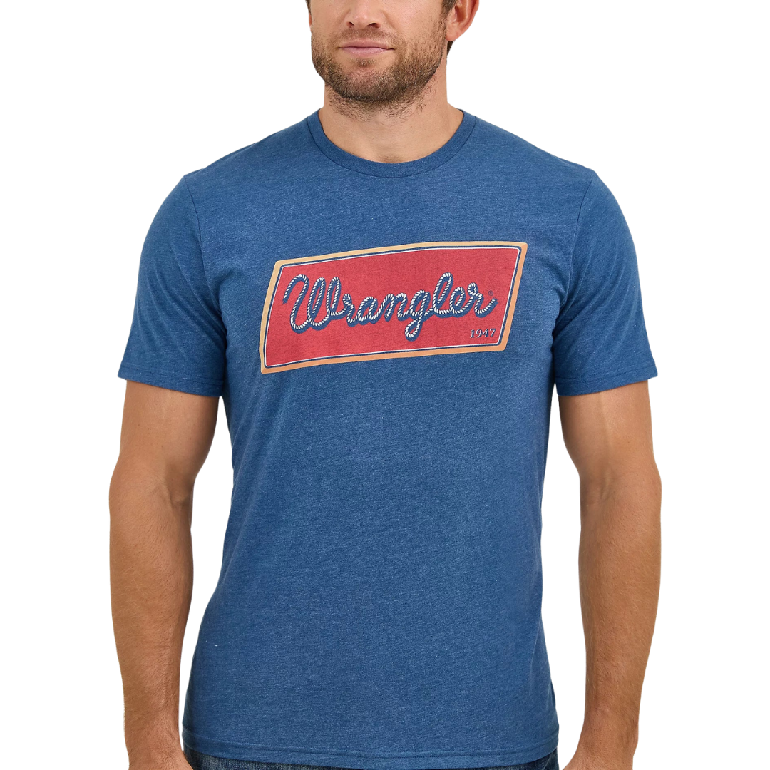 Wrangler Men's Rope Emblem Graphic Blue Shirt