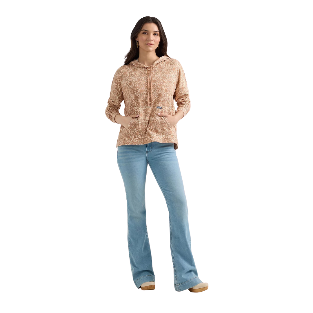 Wrangler Women's Geometric Relaxed Pullover Tan Hoodie