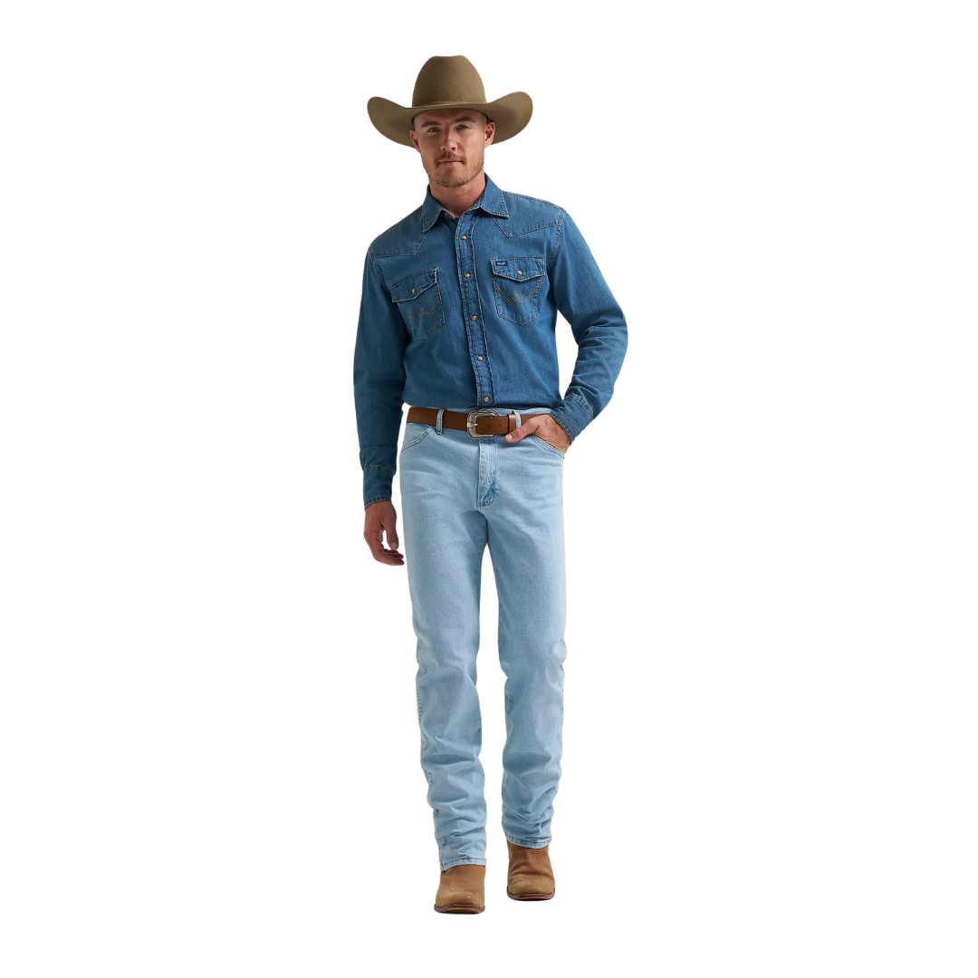 Wrangler Men's Classic Wash Western Snap Blue Shirt