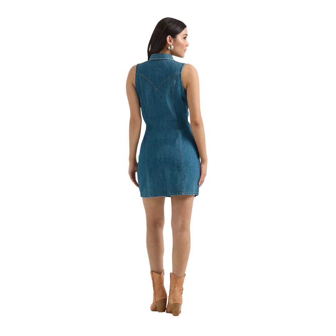Wrangler Women's Retro Puchy Dark Wash Blue Dress