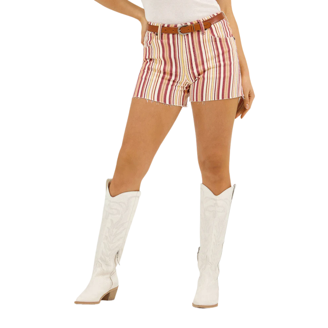 Wrangler Women's Striped Cowboy Natalie Stripe White Shorts