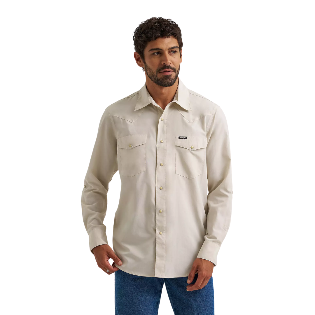 Wrangler Men's Drover Utility Pelican White Shirt - Big & Tall