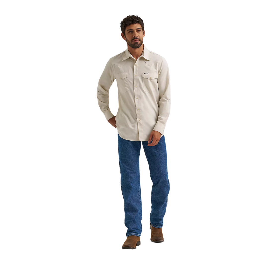 Wrangler Men's Drover Utility Pelican White Shirt - Big & Tall
