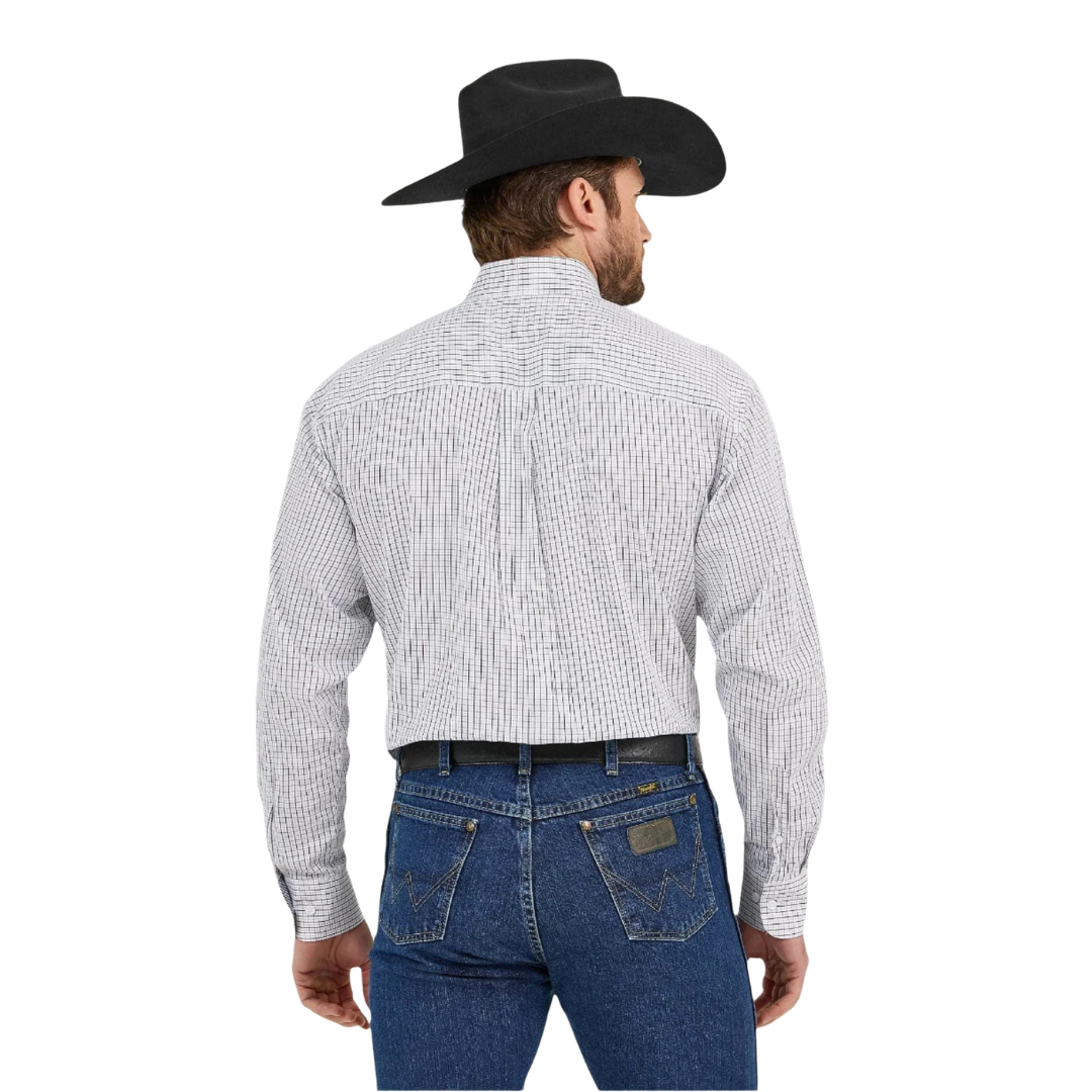 Wrangler Men's George Strait Microcheck White Shirt