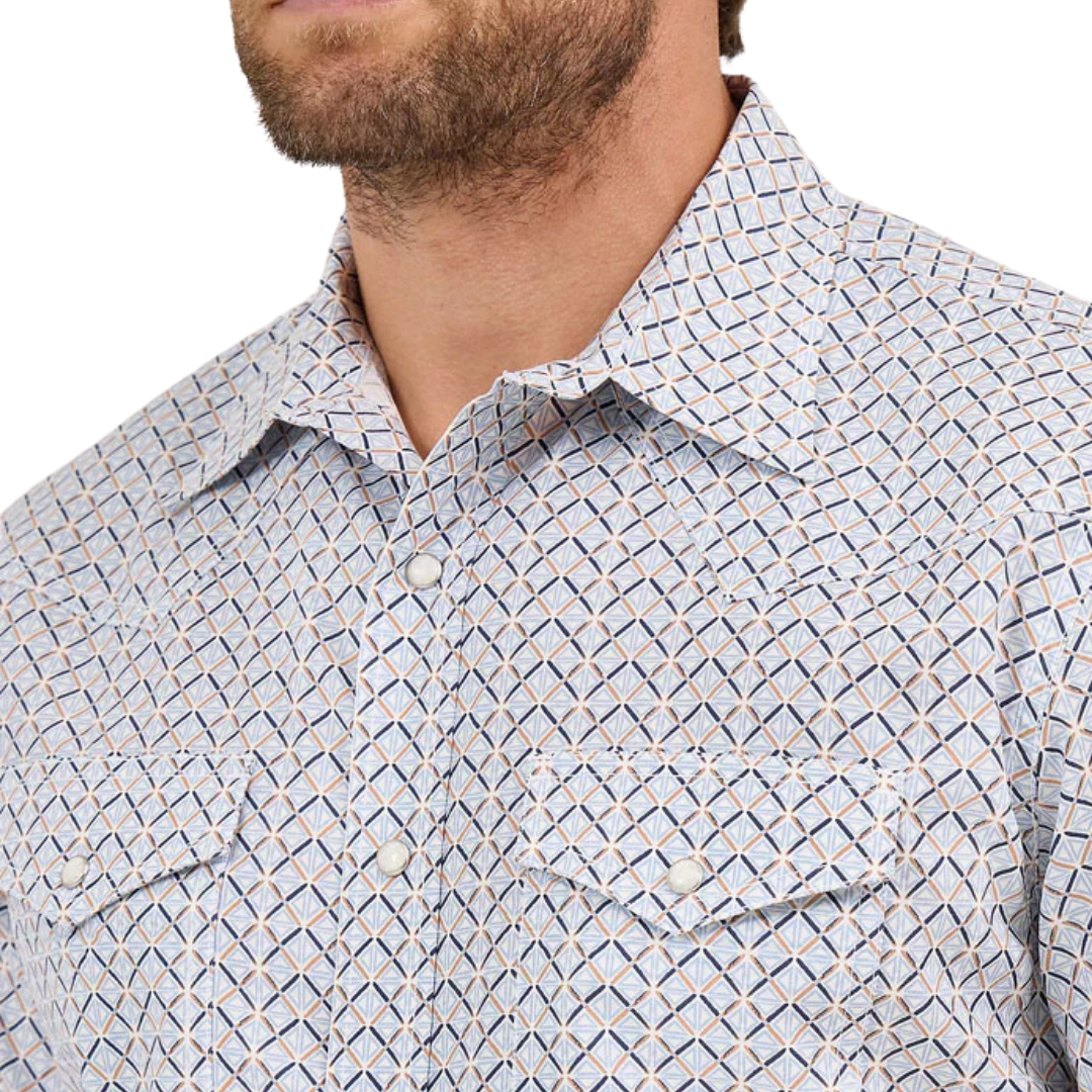 Wrangler Men's Advanced Comfort Short Sleeve Blue Shirt