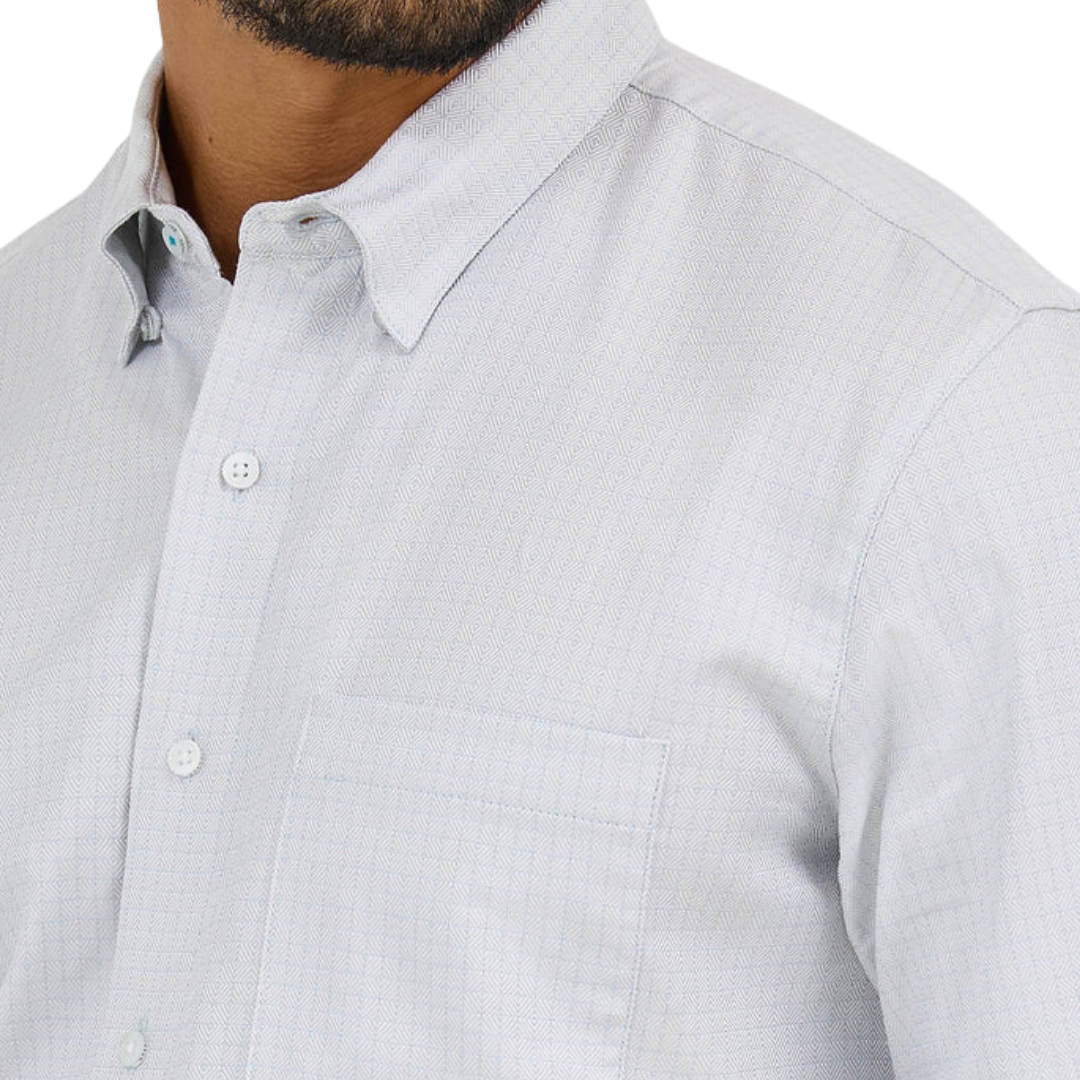 Wrangler Men's Cody Johnson Minicheck Button Down Grey Shirt