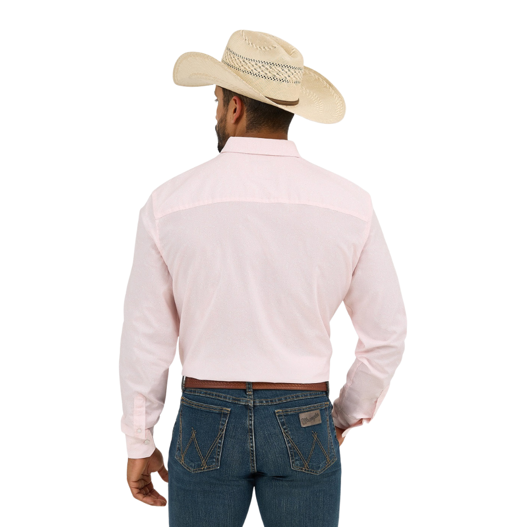 Wrangler Men's Cody Johnson Paisley Button Down Pink Shirt
