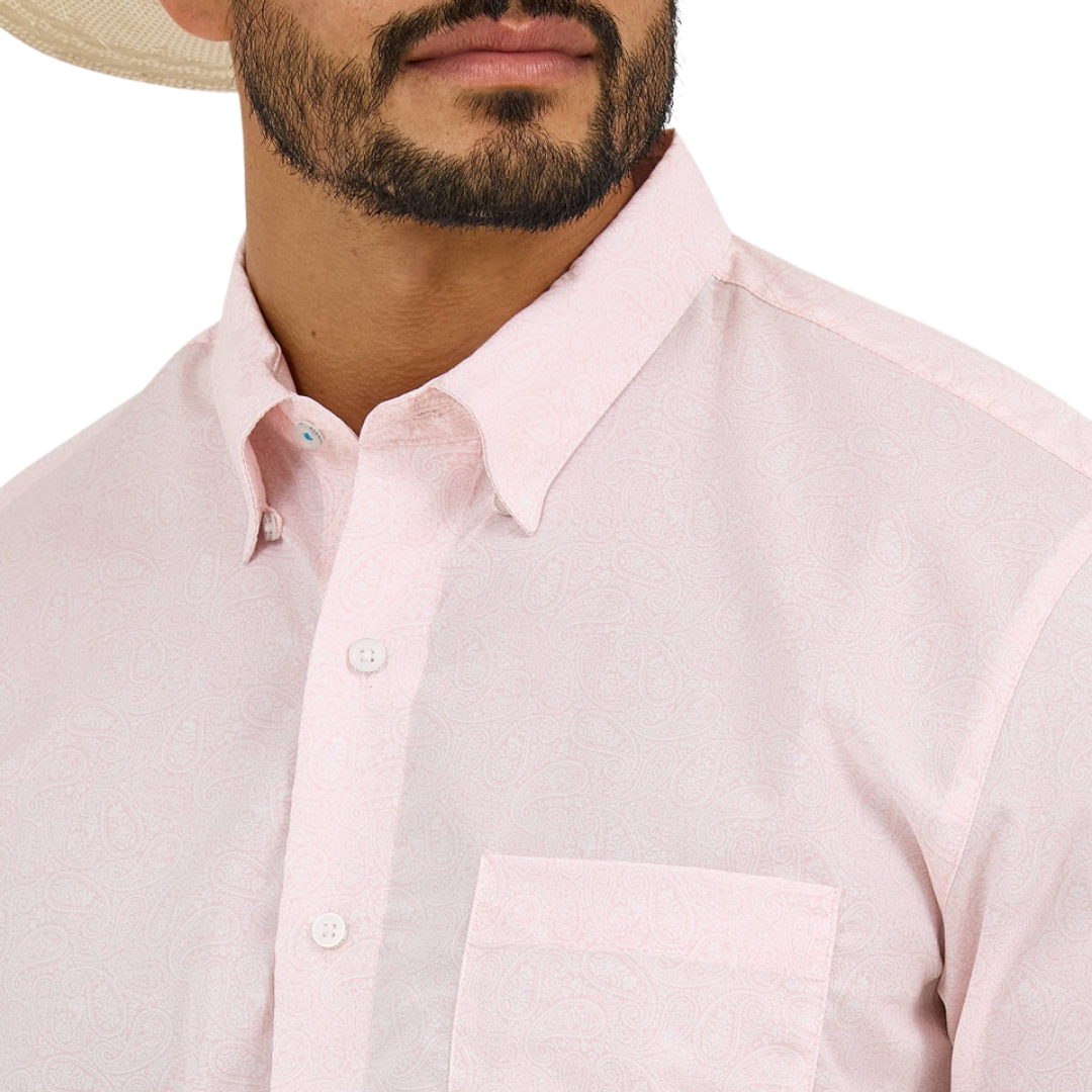 Wrangler Men's Cody Johnson Paisley Button Down Pink Shirt