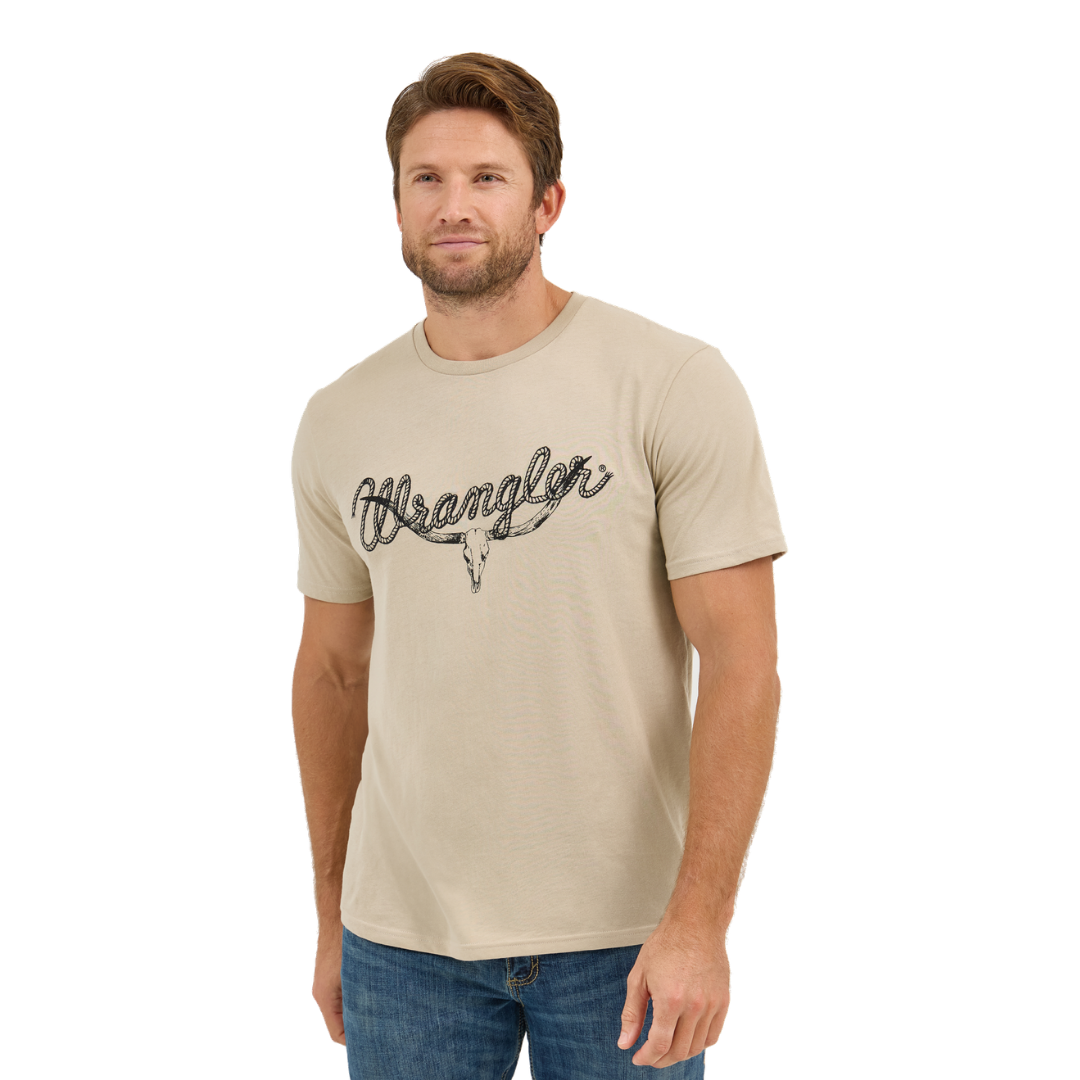 Wrangler Men's Longhorn Graphic Light Brown Shirt