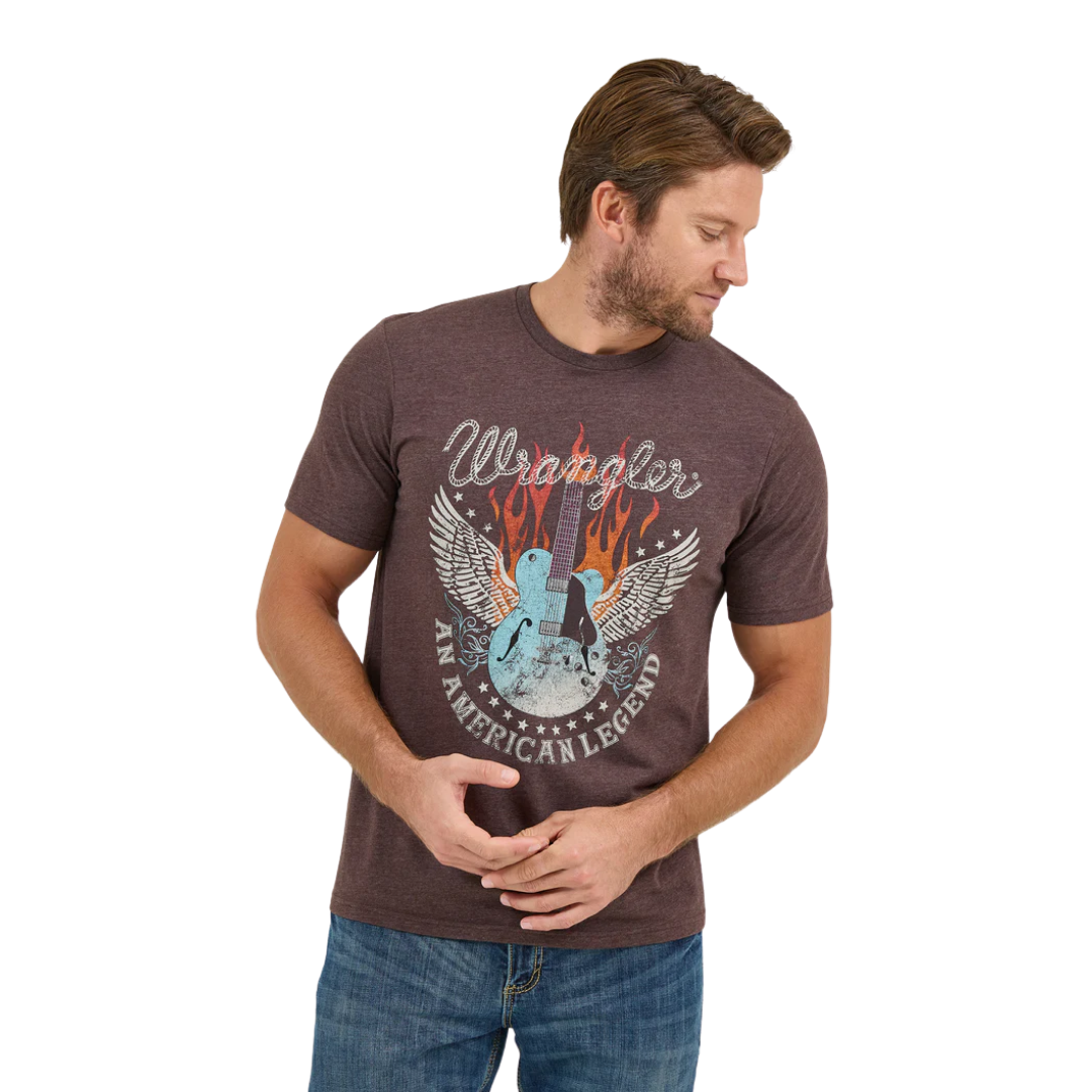 Wrangler Men's Nostalgia Band Brown T-Shirt