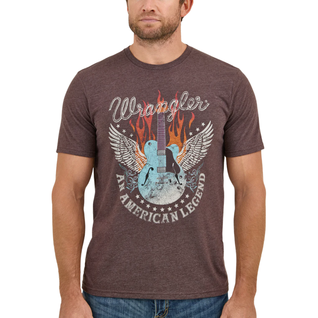 Wrangler Men's Nostalgia Band Brown T-Shirt