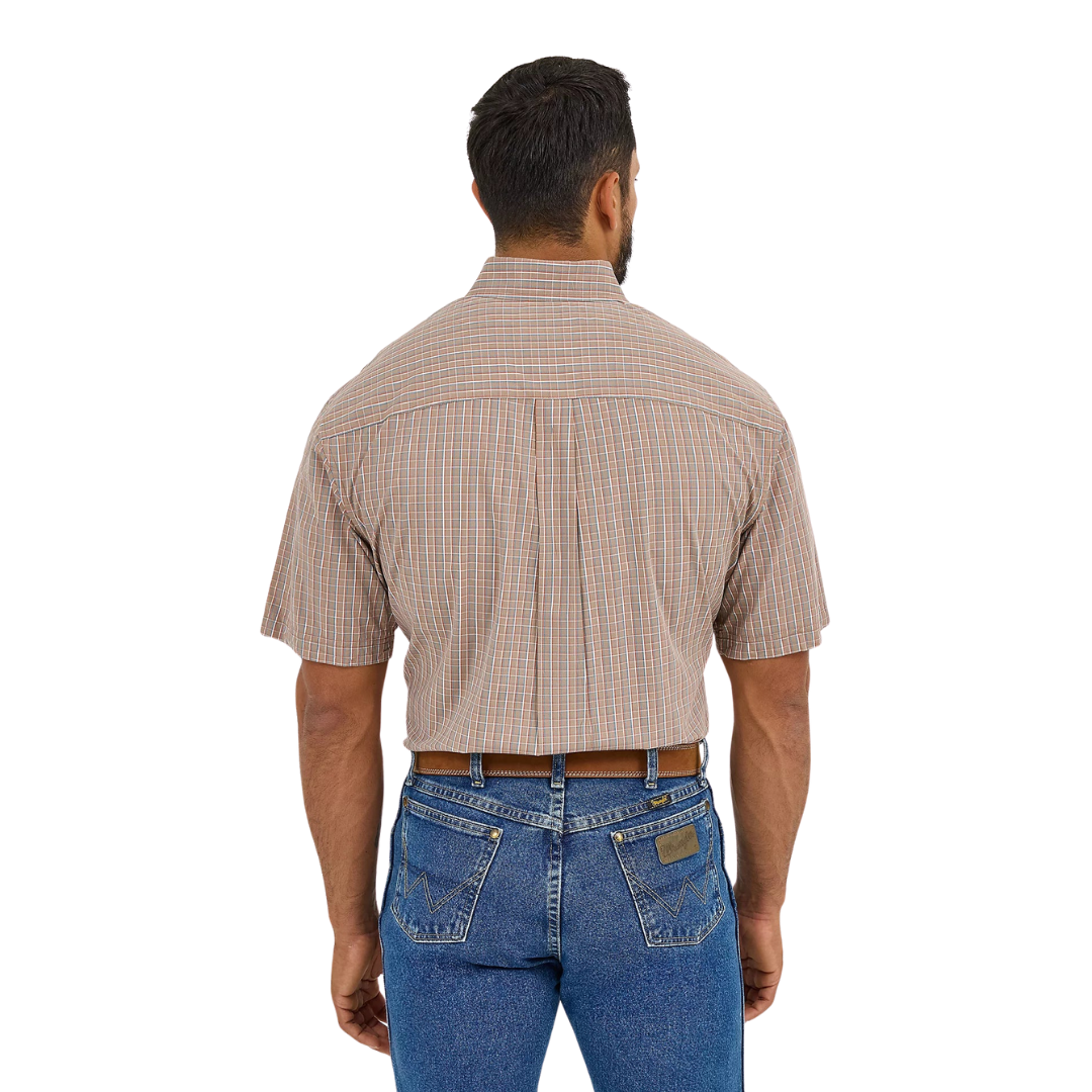 Wrangler Men's George Strait Buff Check Brown Shirt