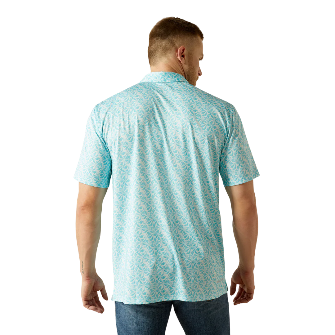 Ariat Men's 360 Airflow Printed Polo Blue Shirt
