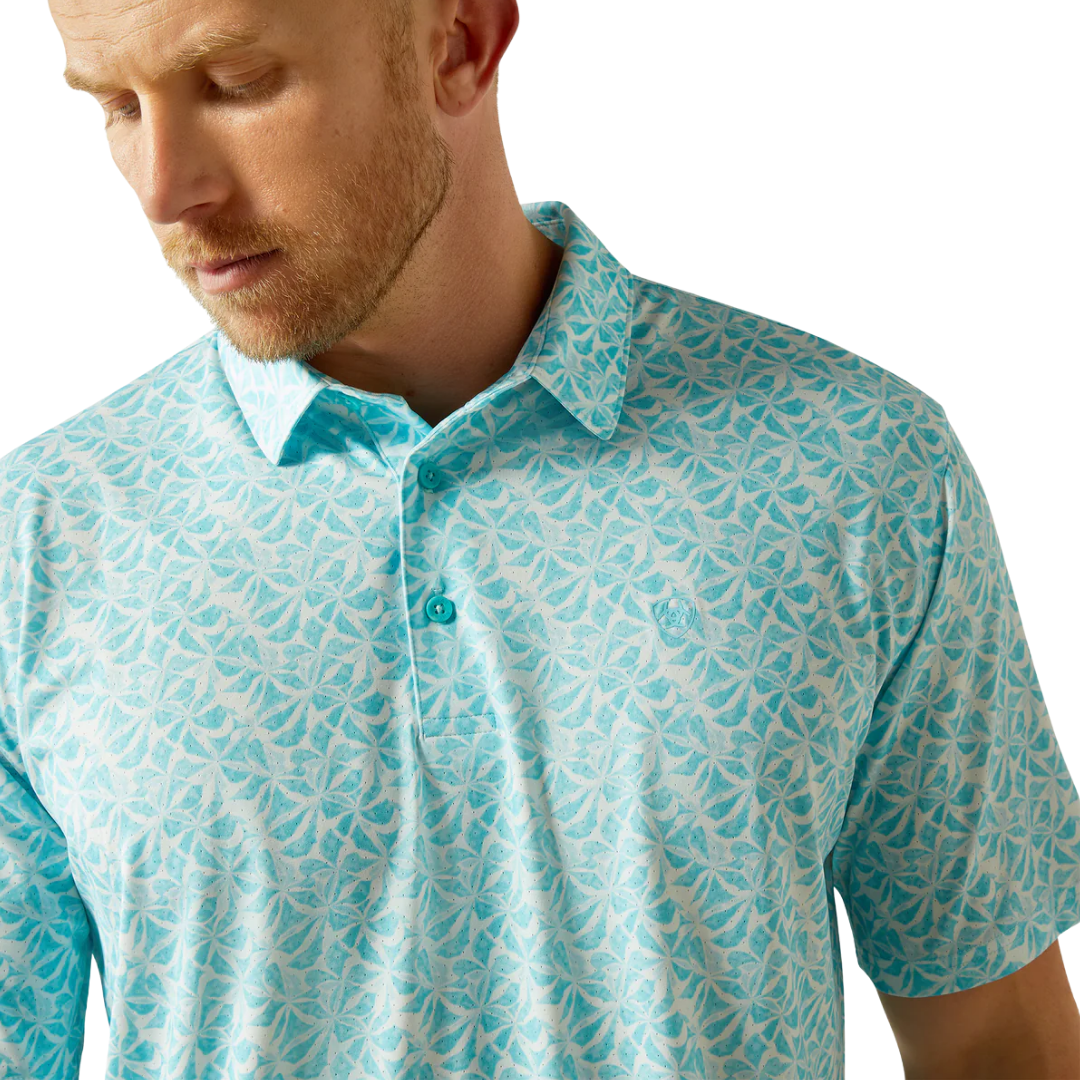 Ariat Men's 360 Airflow Printed Polo Blue Shirt
