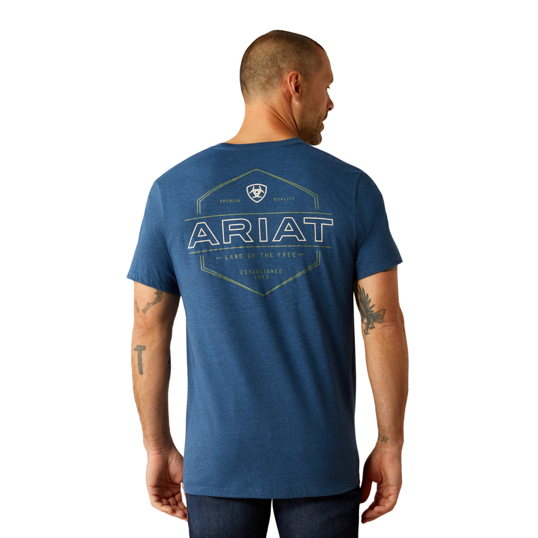 Ariat Men's Line Frame Hex Denim Black Heather T-Shirt