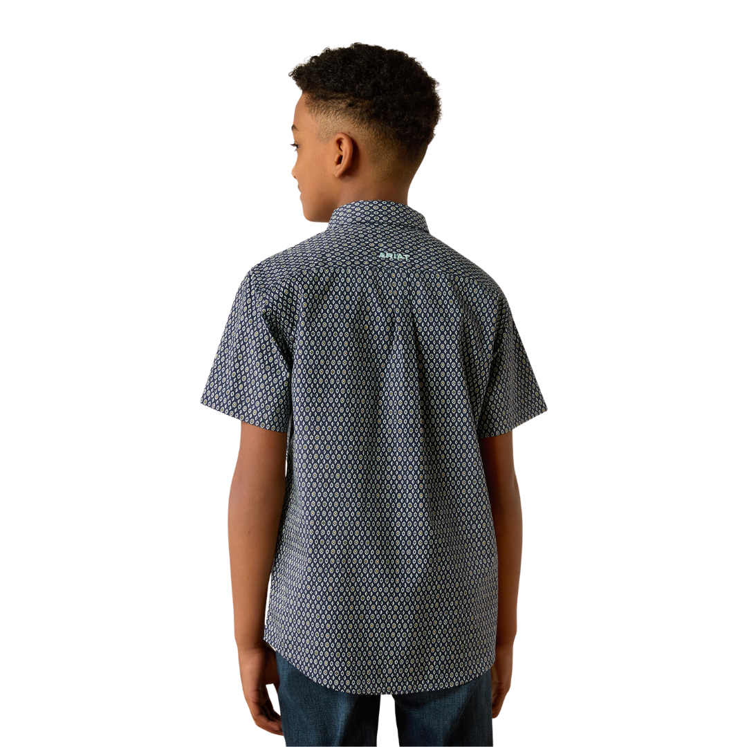 Ariat Kid's Clark Classic Fit Navy Button Down Shirt