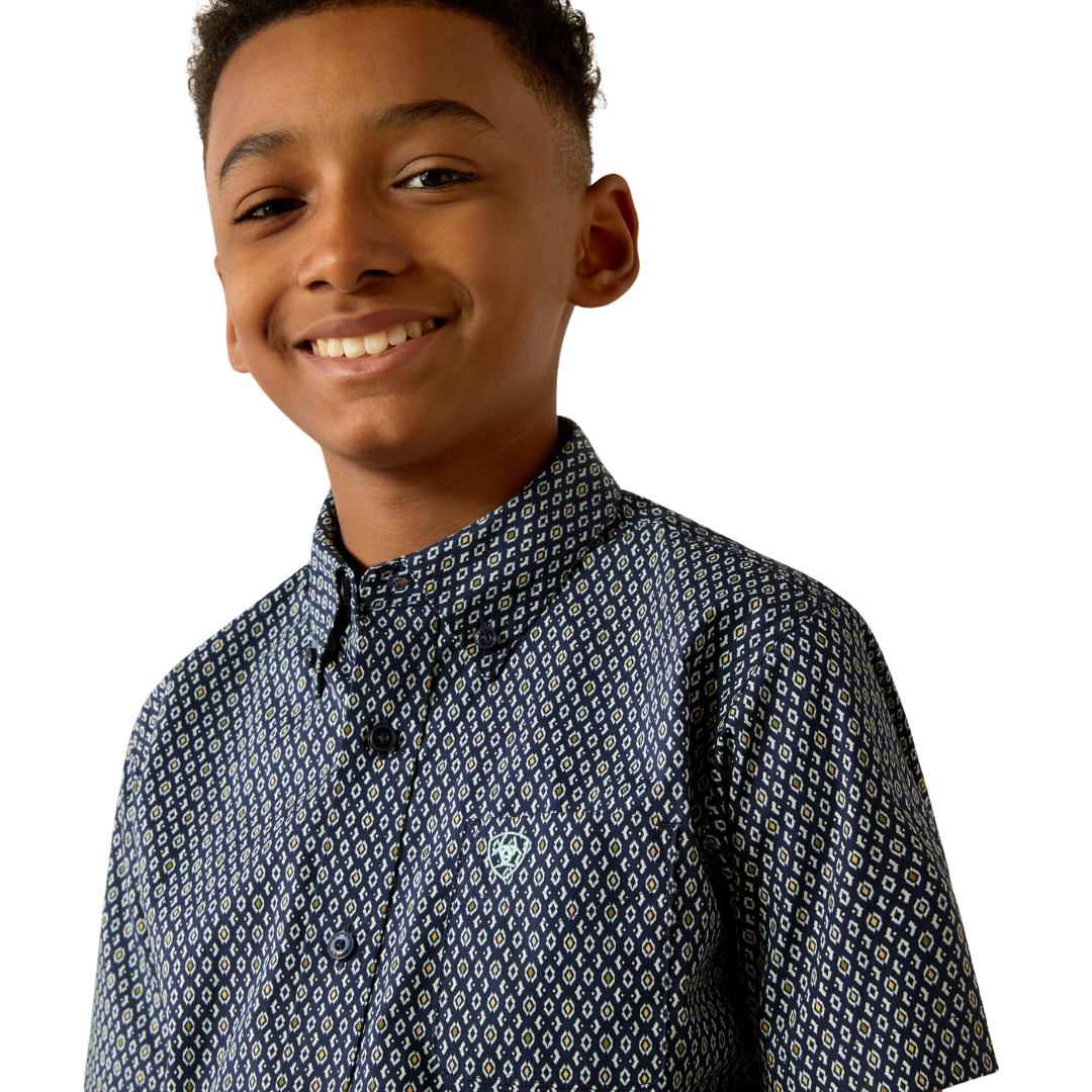 Ariat Kid's Clark Classic Fit Navy Button Down Shirt