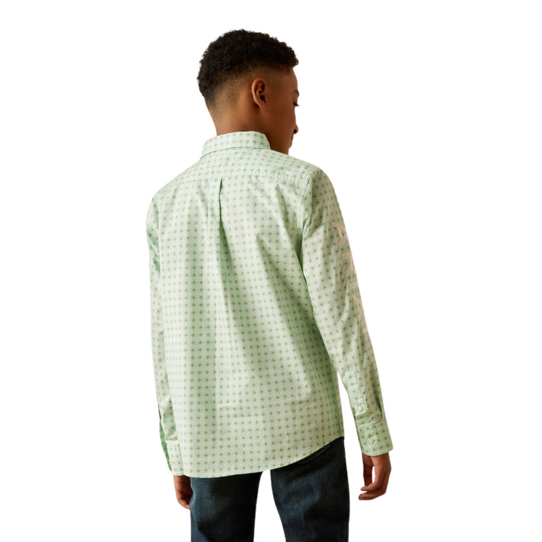 Ariat Kid's Team Pierson Classic Fit Light Green Button Down Shirt
