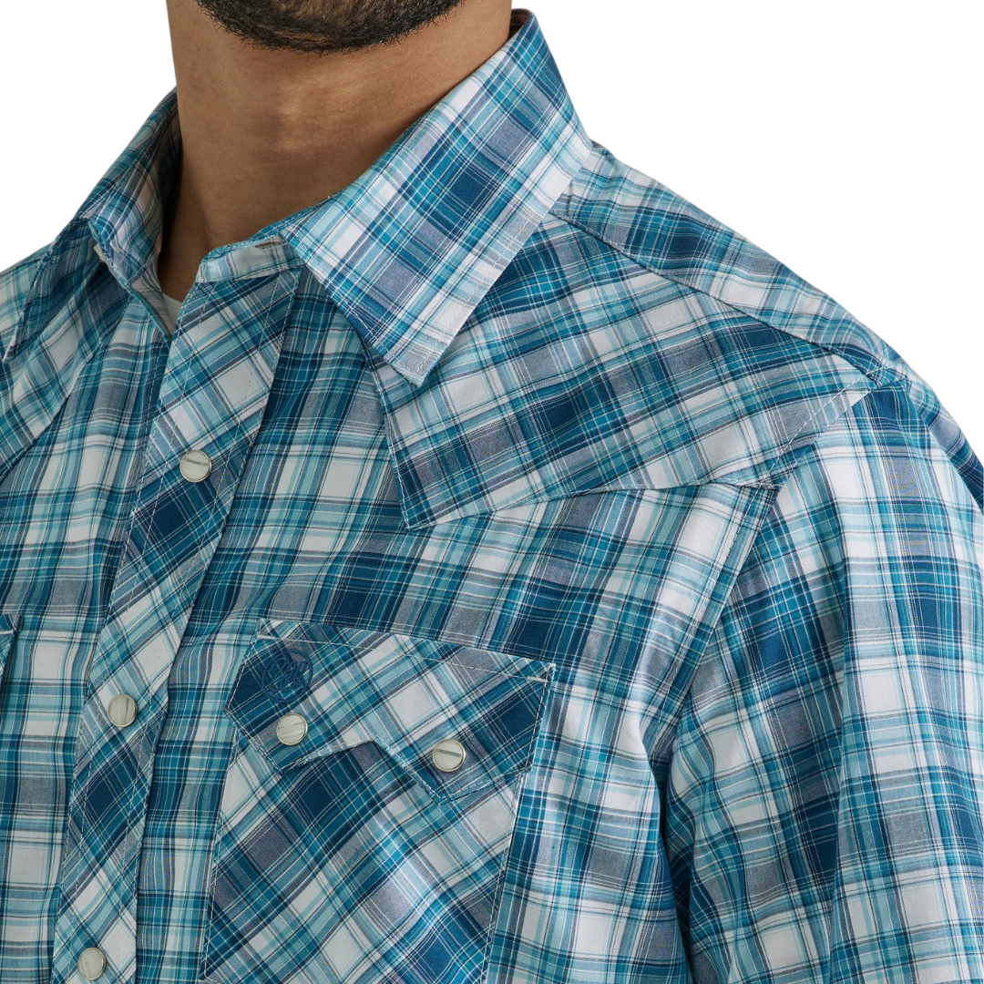 Wrangler Men's Retro Modern Fit Turquoise Shirt - Big & Tall