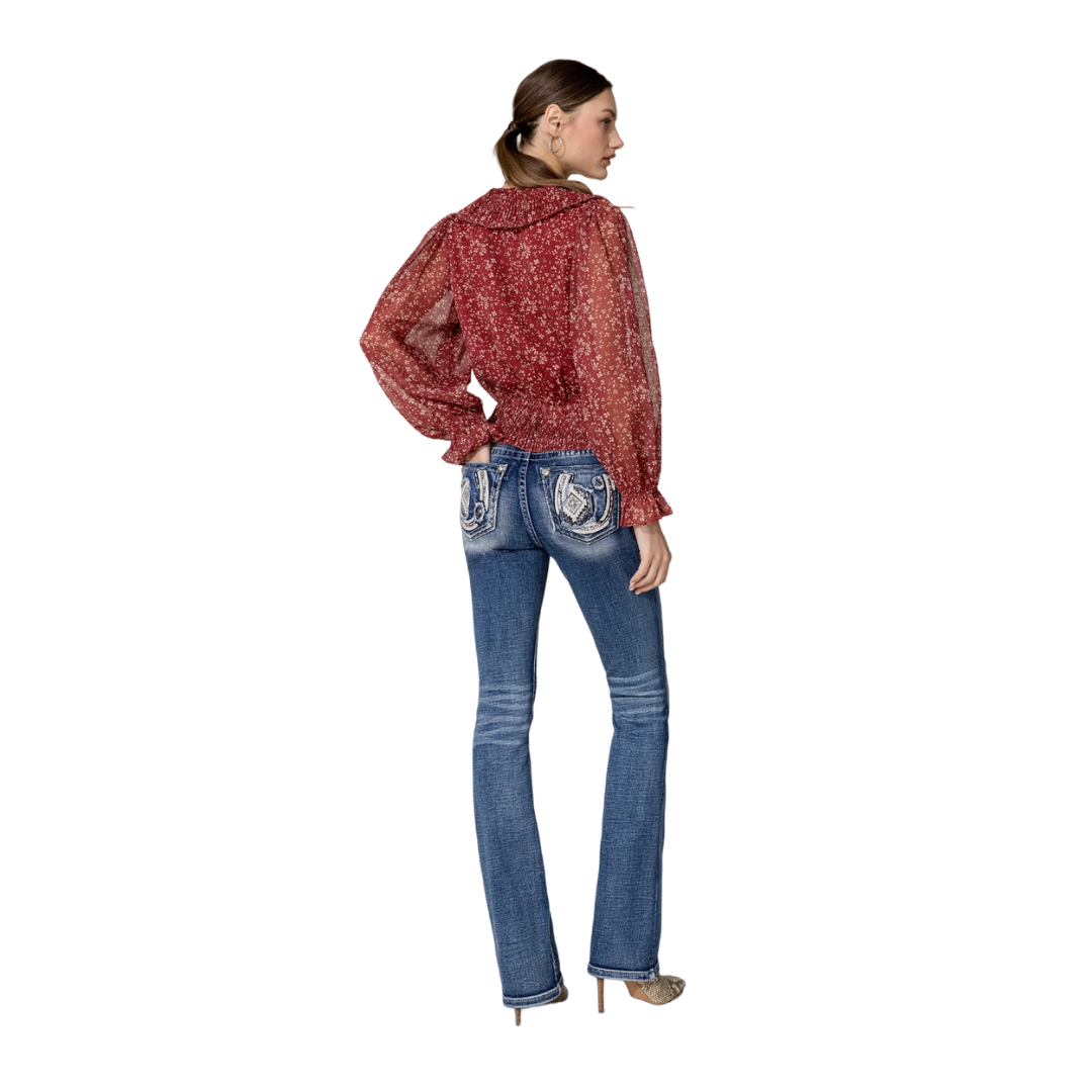Miss Me Women's Aztec Horseshoe Blue Jeans