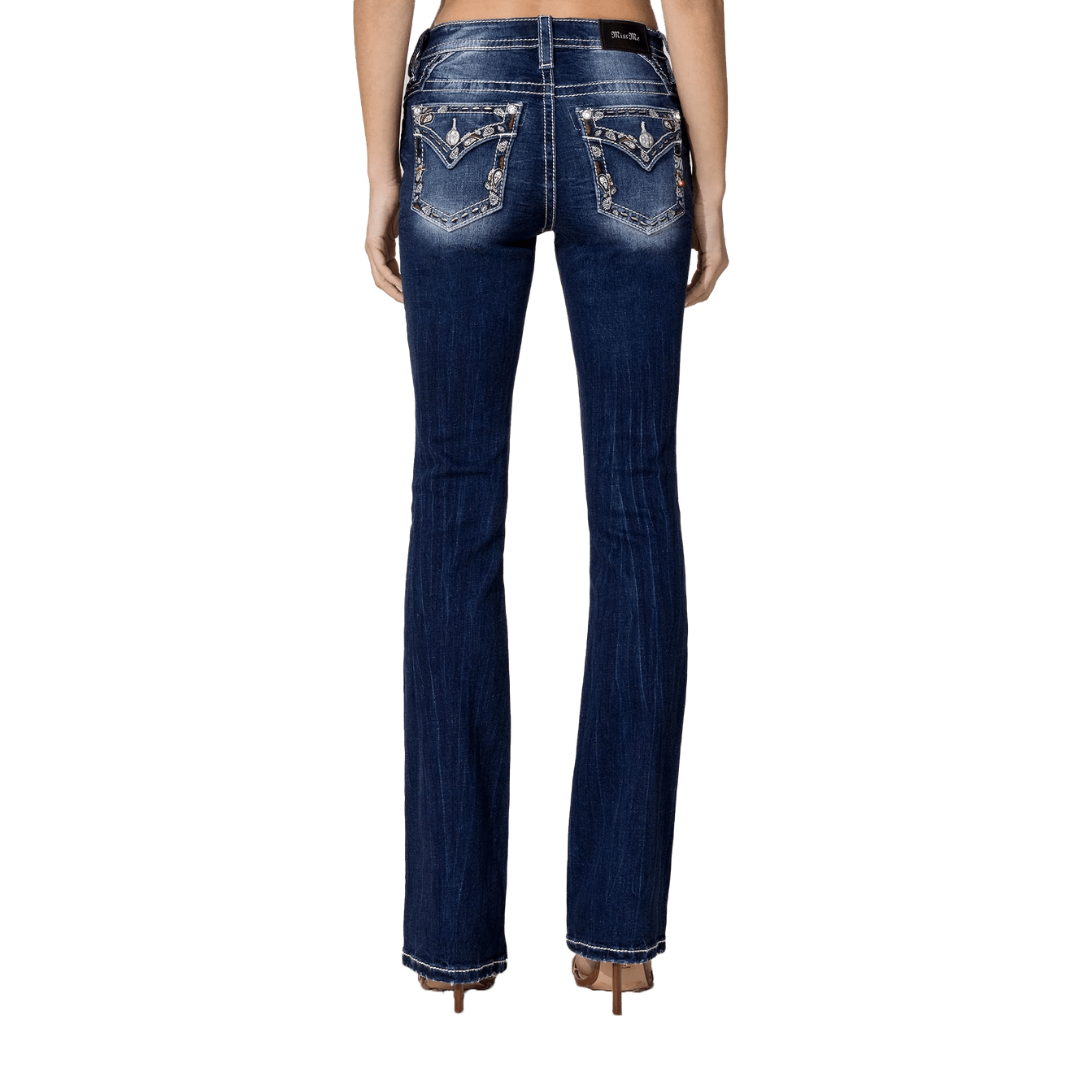 Miss Me Women's Paisley Border Bootcut Blue Jeans