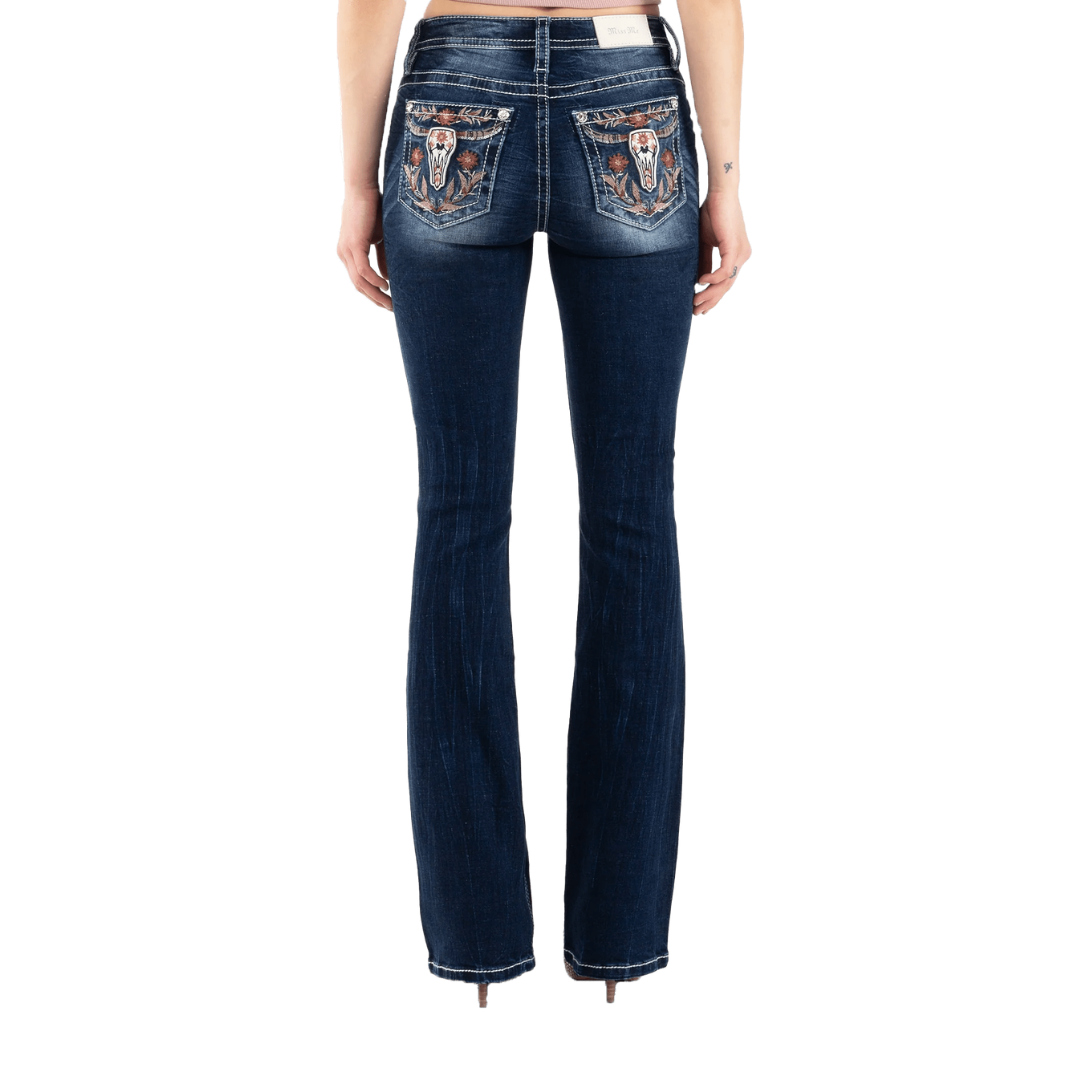 Miss Me Women's Angelic Steer Bootcut Blue Jeans