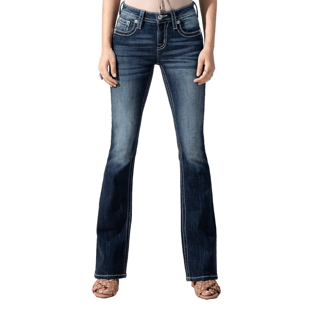 Miss Me Women's Aztec Accent Bootcut Blue Jeans
