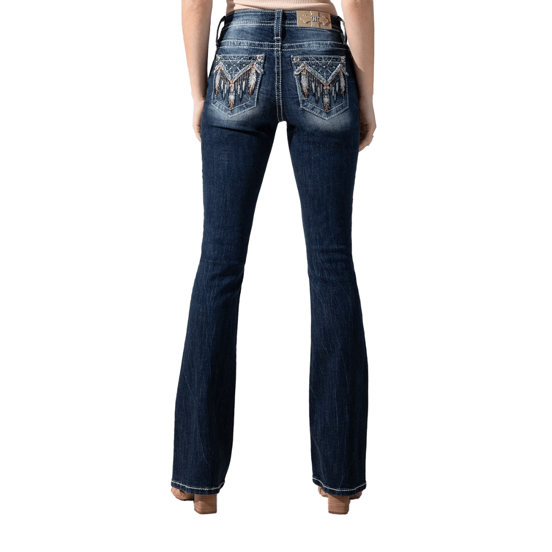 Miss Me Women's Aztec Accent Bootcut Blue Jeans