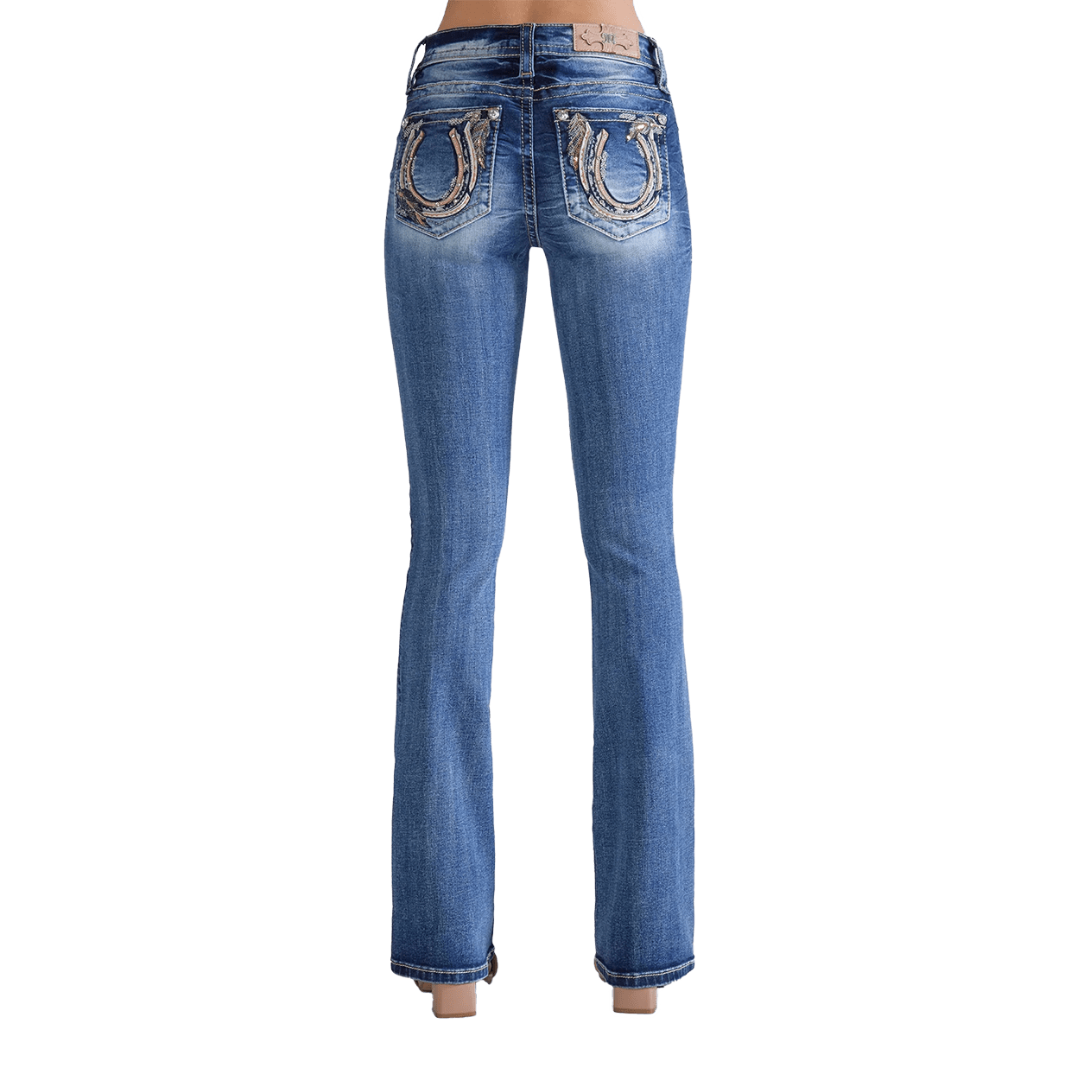 Miss Me Women's Curvy Flare Stretch Blue Jeans
