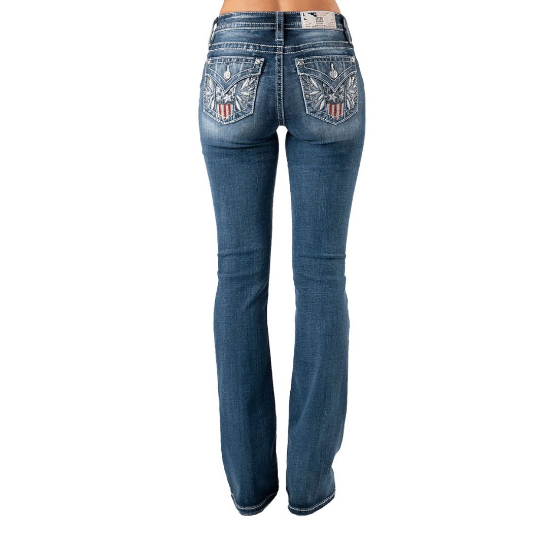 Miss Me Women's Geometric Braid Cross Blue Jeans