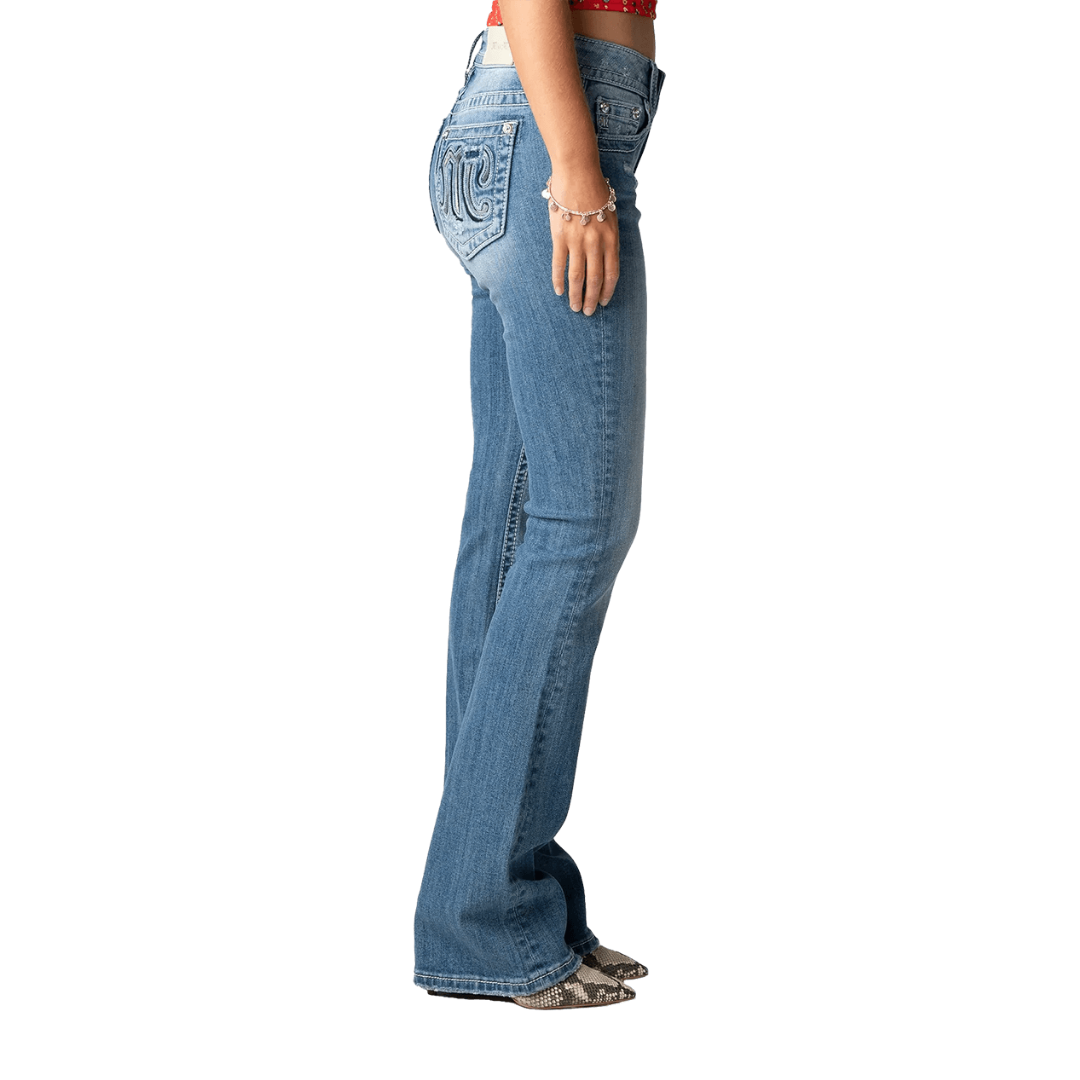Miss Me Women's Torn M Life Bootcut Blue Jeans