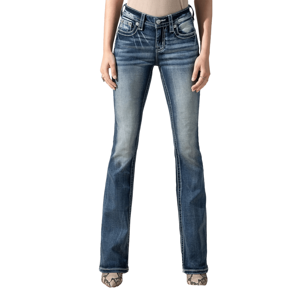 Miss Me Women's Braided Border Blue Jeans