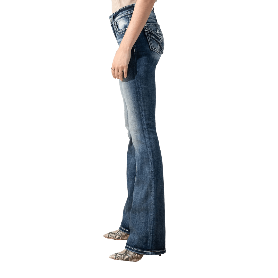 Miss Me Women's Braided Border Blue Jeans