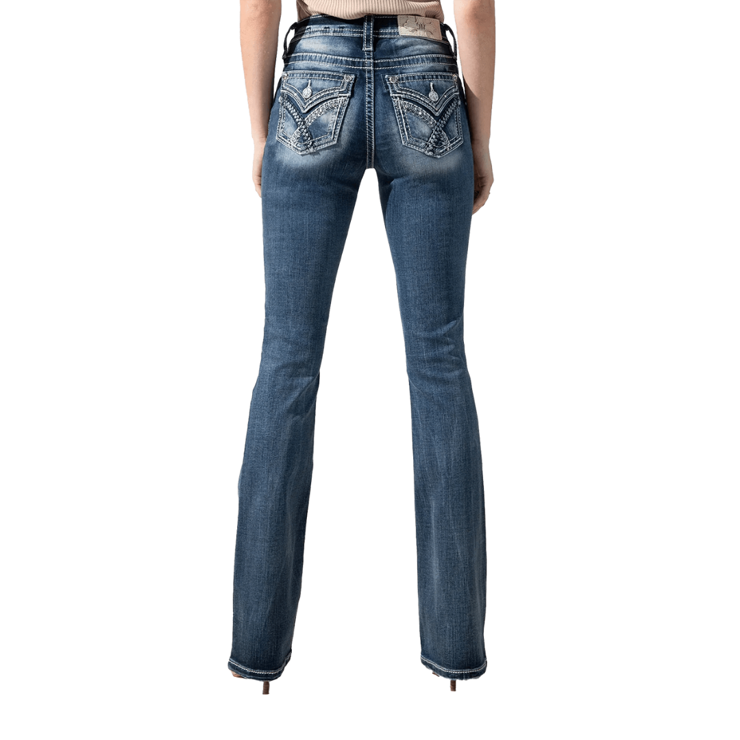 Miss Me Women's Braided Border Blue Jeans