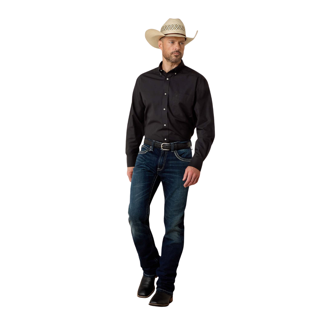 Ariat Men's Wrinkle Free Long Sleeve Western Black Shirt