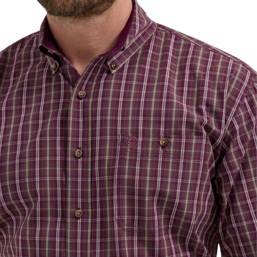 Wrangler Men's George Strait Plaid Red Shirt