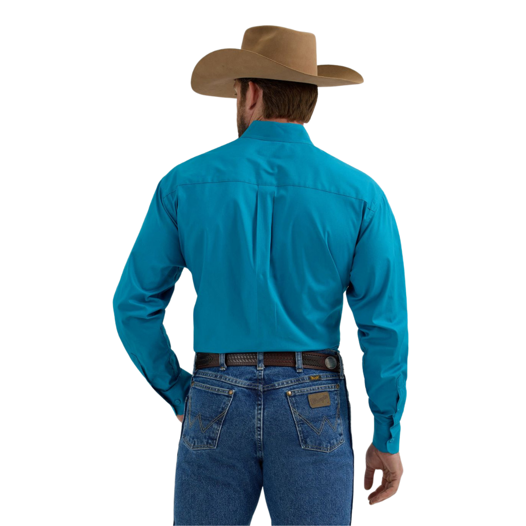 Wrangler Men's George Western Teal Shirt - Big & Tall