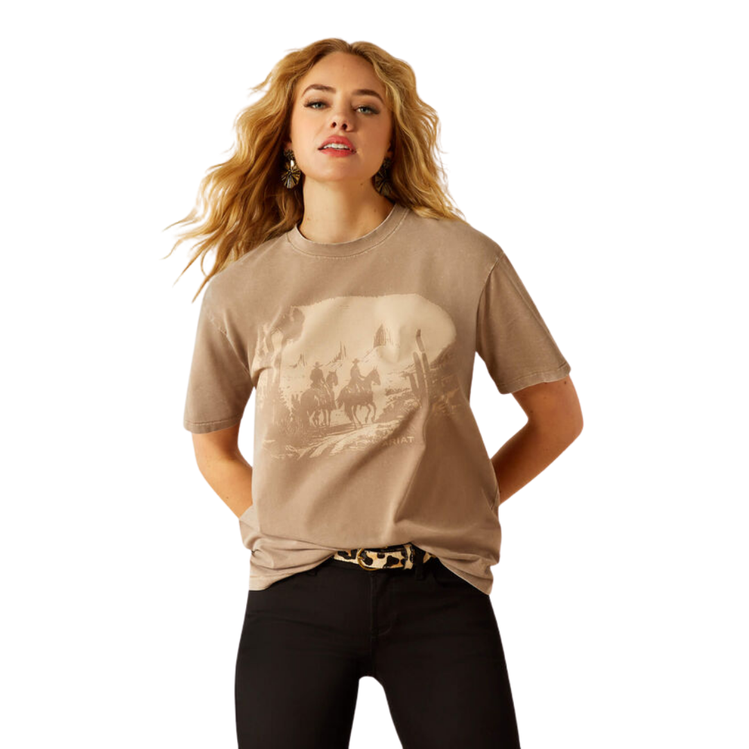 Ariat Women's Western Mural T-Shirt Washed Greige Top