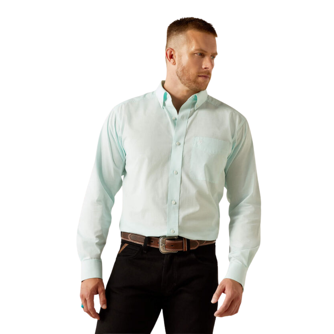 Ariat Men's Solid Slub Classic Fit Shirt MINT