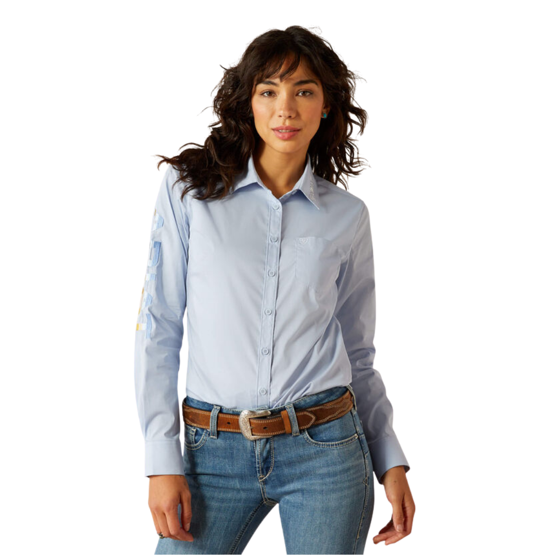 Ariat Women's Team Kirby Stretch Shirt Kentucky Blue Shirt