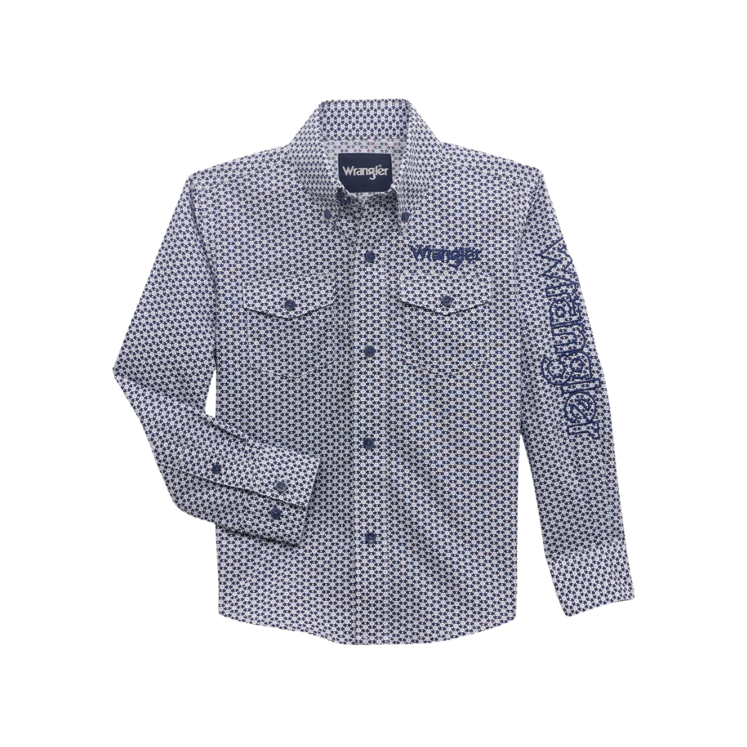 Wrangler Youth Boy's Geometric Blue Shirt