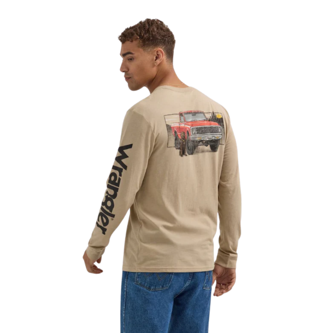 Wrangler Men's Pup Truck Khaki Tee