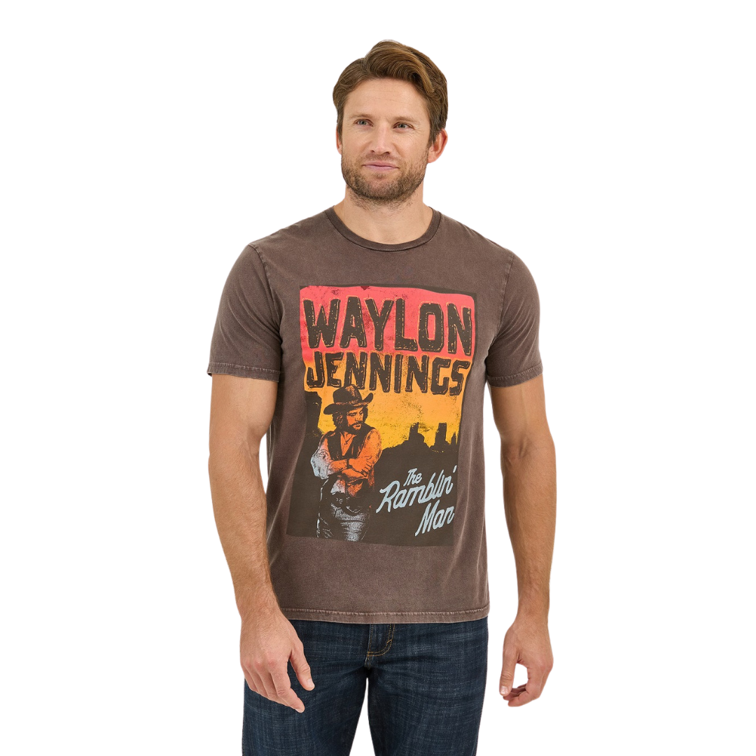 Wrangler Men's Waylon Jennings Graphic Brown Tee