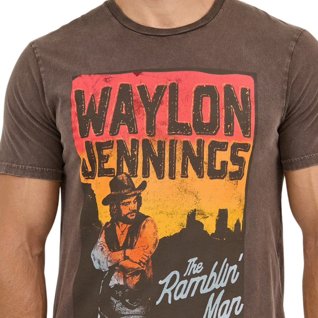 Wrangler Men's Waylon Jennings Graphic Brown Tee