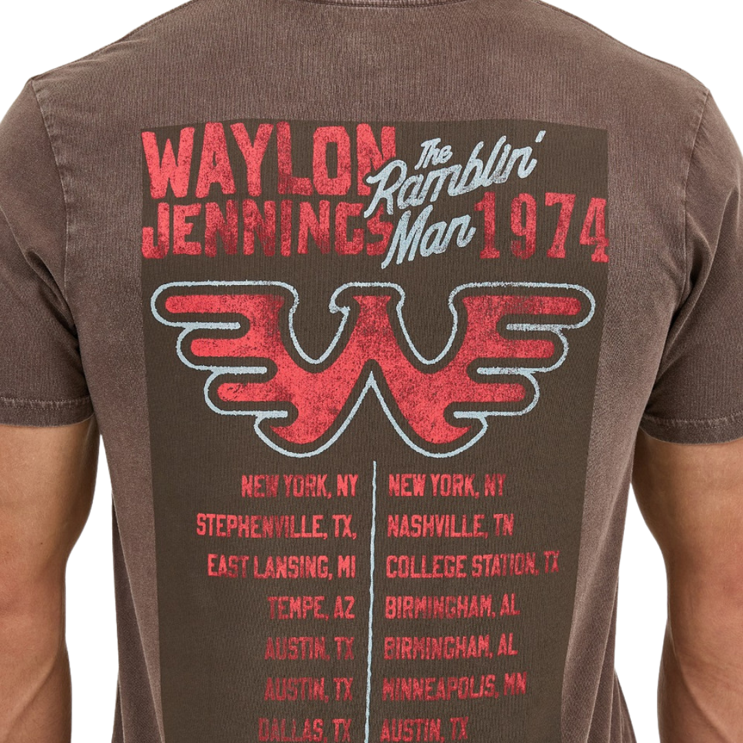 Wrangler Men's Waylon Jennings Graphic Brown Tee