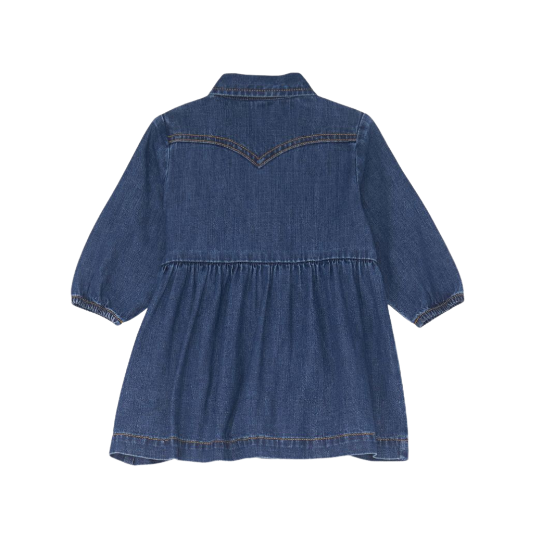 Wrangler Infant Girl's Dark Wash Western Snap Blue Dress
