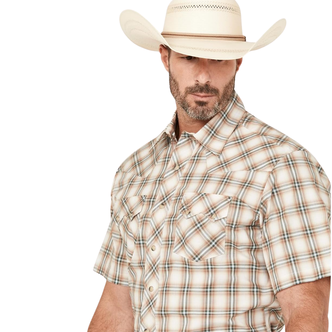 Wrangler Men's Retro Plaid Brown Shirt - Big & Tall